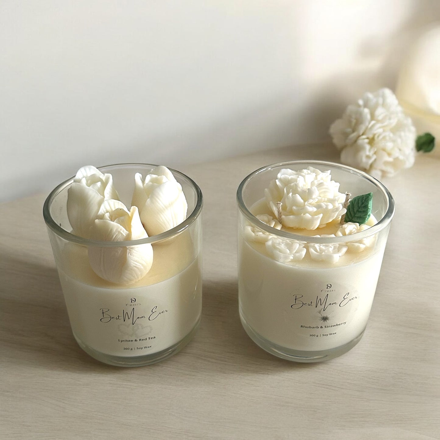 Limited Edition Best Mom Ever – Beige Tulip Candle (Lychee & Red Tea)